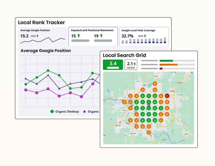 Keyword rank tracking with map grids