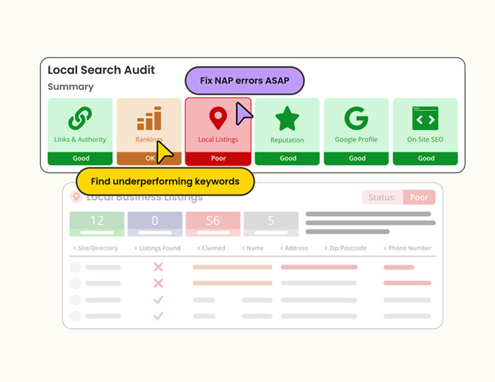 Local search visibility audit